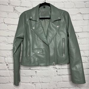 Blank NYC Faux Leather Jacket Green Moto Motorcycle Vegan Women’s Size Medium